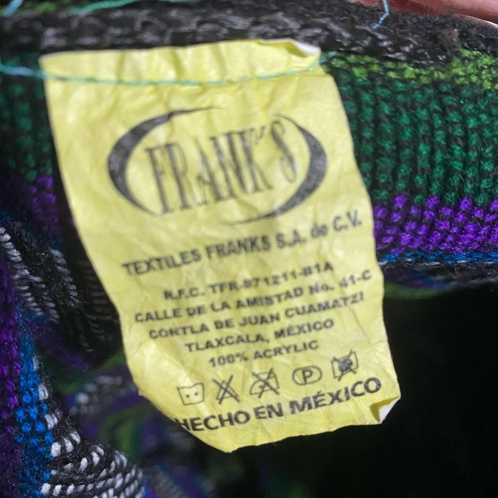 Mexico Beach Textile Hippie Baja Tote Backpack Bag Blanket Purse Purple Green - Picture 5 of 5